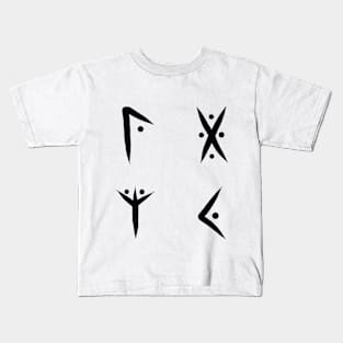 Four Runes in Black Kids T-Shirt